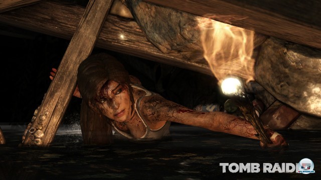 Zu Beginn riecht alles nach einem knallharten Survival-Abenteuer: Lara kriecht, flucht, schreit und zittert.