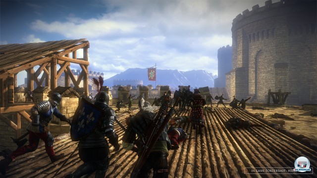 Vom Belagerungsturm auf die Zinnen: Geralt und die Elitetruppe des Königs in Aktion.
