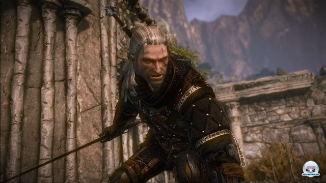 Ansehnlich, aber im Detail nicht so opulent wie am PC: Hexer Geralt auf der Xbox 360.
