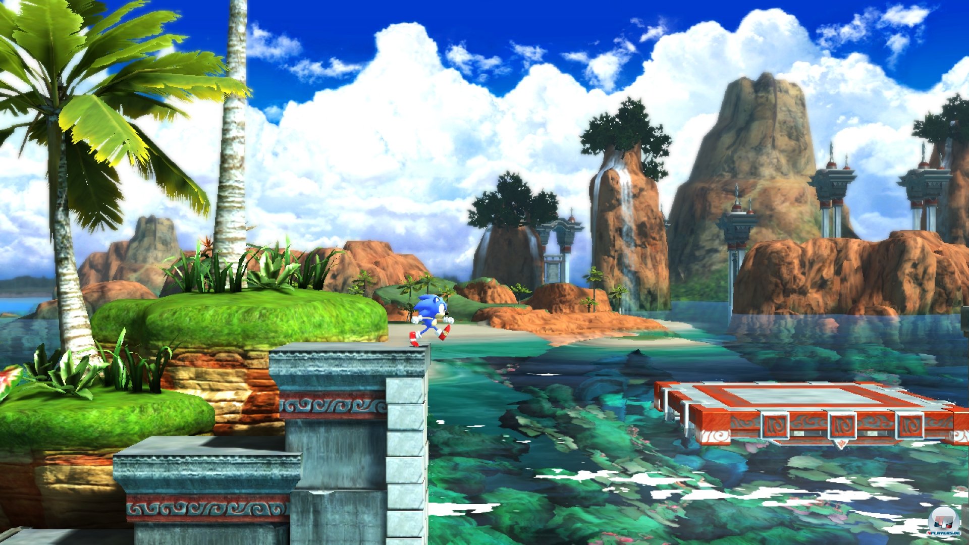 Jeder der Level besitzt zwei Akte. Im ersten läuft und kugelt sich der klassische Sonic von links nach rechts...