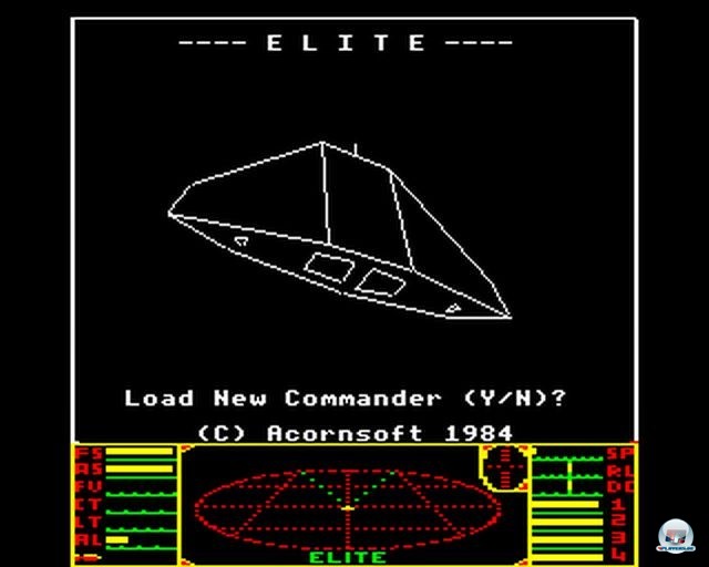 Das Ur-Elite war bis auf das HUD komplett schwarzweiß (BBC Micro, 1984).