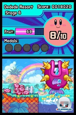 Zehn Kirbys sind besser als einer? Das nicht, aber dadurch entfalten sind nette Puzzles. Außerdem wird das Spiel durch die tollpatschige bande nur umso niedlicher.