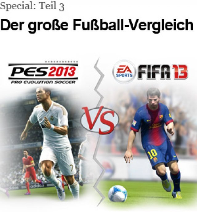 Wir haben FIFA 13 und PES 2013 in vier großen Bereichen verglichen.