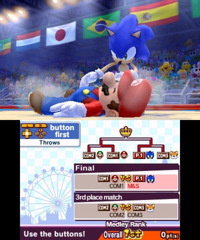 So gehört sich das! Sonic legt Mario auf die Matte - in Wirklichkeit sind die beiden aber selbstverständlich dicke Kumpels.