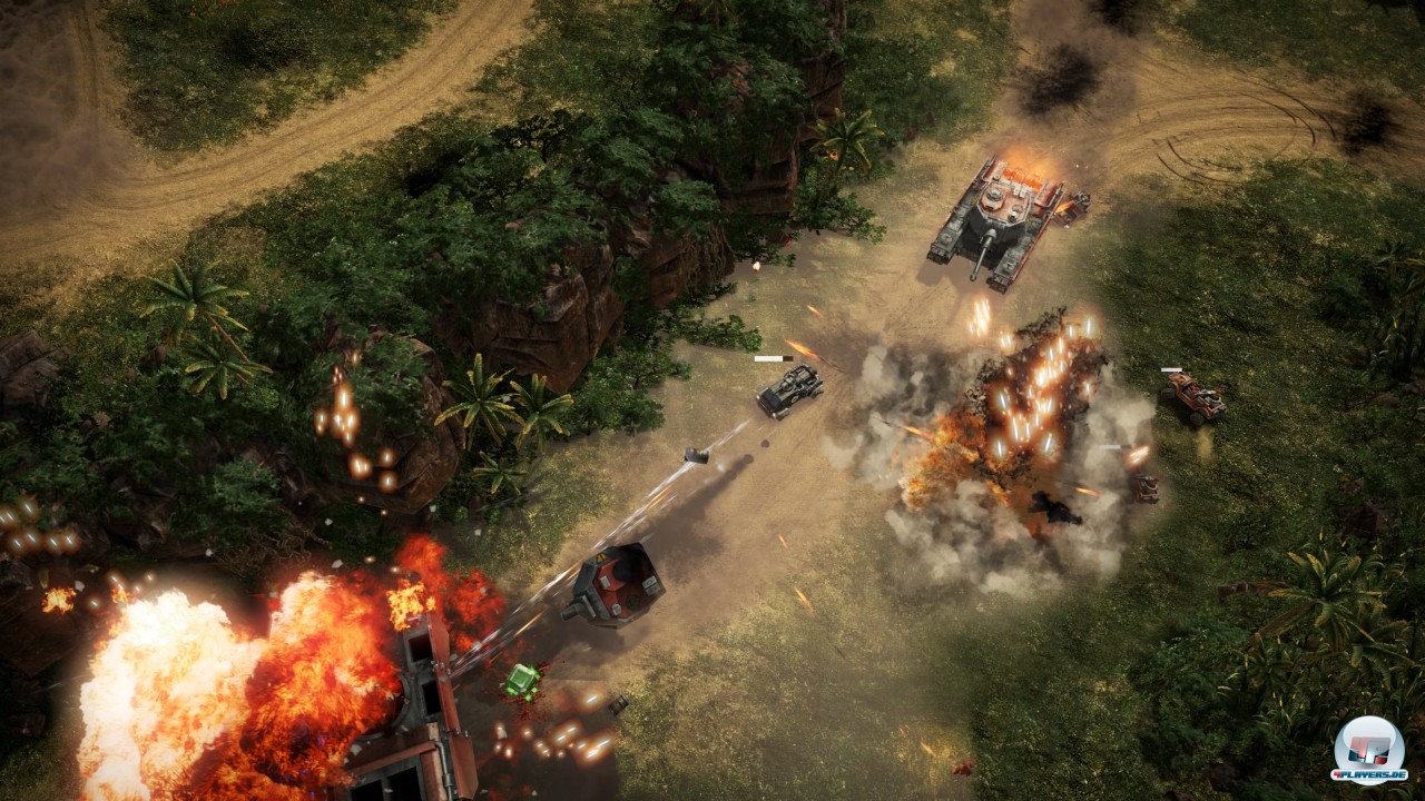 Technisch ist das Spiel extrem fortschrittlich: Exzellente Landschaftsdarstellung, druckvolle Explosionen, mächtig viel Rambazamba.